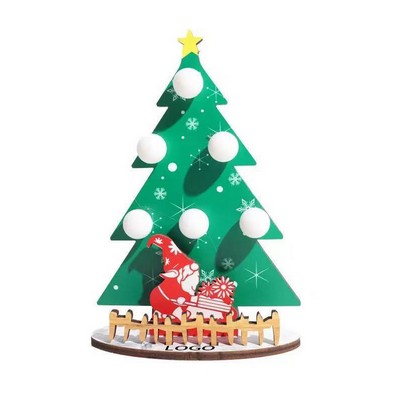 Wooden Christmas Tree With Lights Tabletop Xmas Decor
