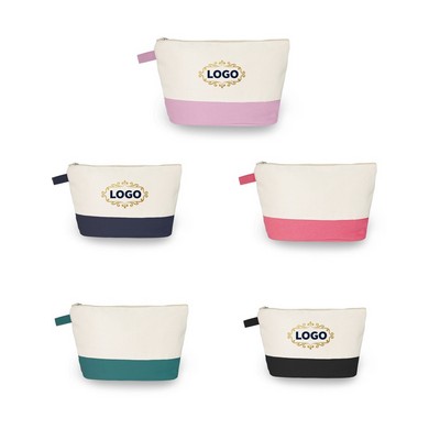 Jute Canvas Zippered Cosmetic Bag