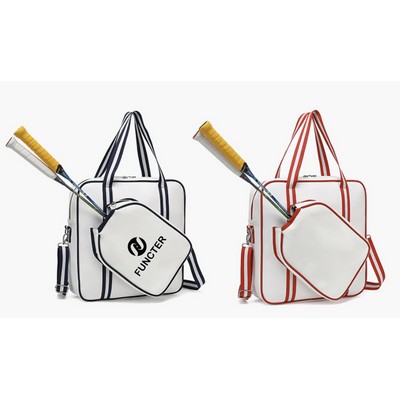 PU Leather Waterproof Large Capacity Sports Crossbody Gym Bag W/ Pickleball Cover