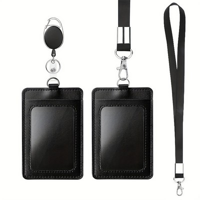 Dual-Component Set Including Lanyard and Retractable ID Case