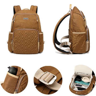 Women's Quilted College Laptop Backpack Travel Daypack