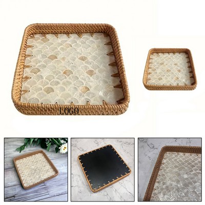 Natural Rattan Decorative Storage Tray