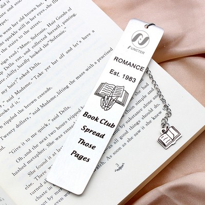 Reading Club Stainless Steel Bookmarks Creative Text Metal Bookmarks W/ Book Shape Tassel