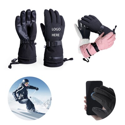 Unisex Waterproof Ski Gloves Warm Cold Weather Snow Mittens For Family