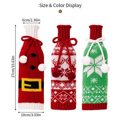 Christmas Knitted Wine Bottle Cover Champagne Bottle Sleeve Snowflake Holiday Wine Cover