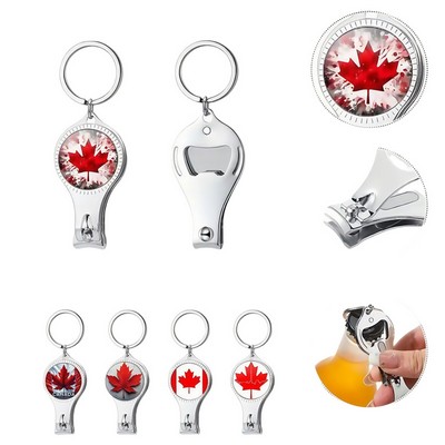 Portable 3" 1 Stainless Steel Nail Clipper Keychain Nail File Bottle Opener Set