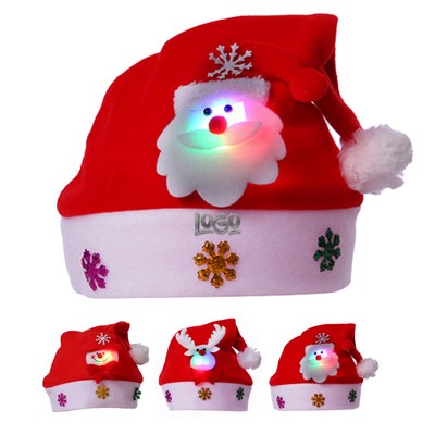 Christmas Hats LED Light Santa Snowman Deer