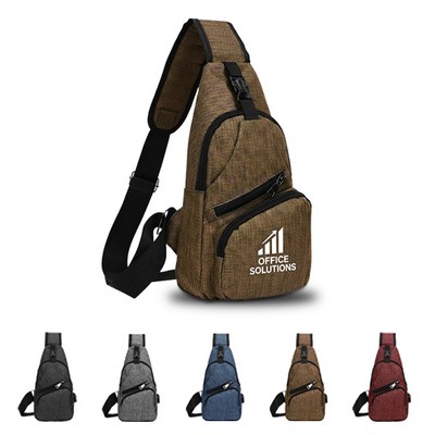 USB 600D Polyester Multi-Purpose Sling Bag