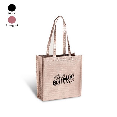 Glam Metallic Croc Shopper Bag