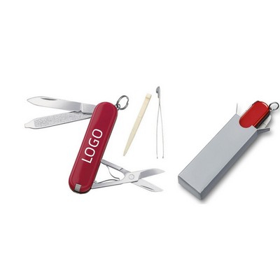 A Folding Knife With Seven Tools