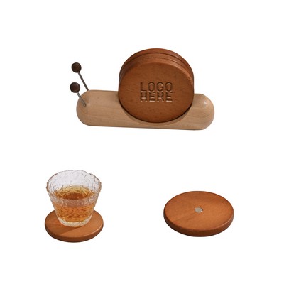 Snail-Shaped Wooden Coaster Set
