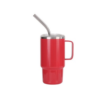 4oz Stainless Steel Tumbler With Straw And Handle