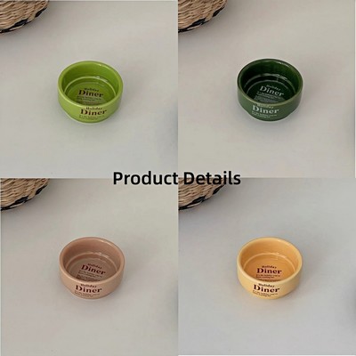 Retro English Script Ceramic Condiment Bowl Set for Jam Butter and Spices