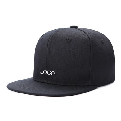 Flat Brim Hip Hop Hat Embroidered Cotton Cap Adjustable Street Style Snapback