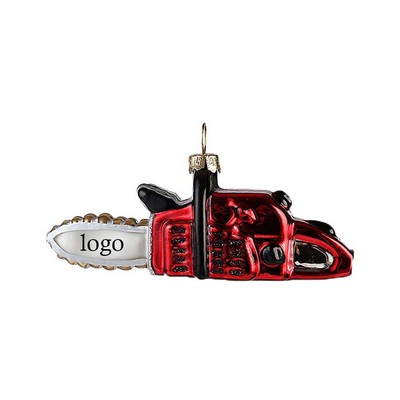 Chainsaw Glass Ornament