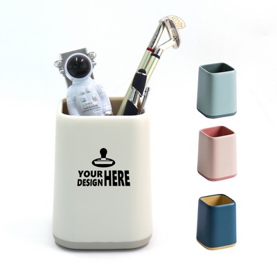Modern Square Desk Pen Holder Stand With Removable Base For Office Supplies Storage