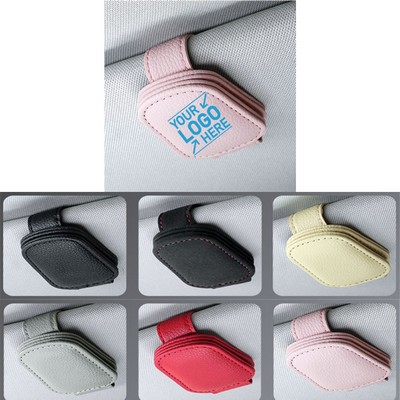 Magnetic Leather Sunglasses Holder and Ticket Card Clip