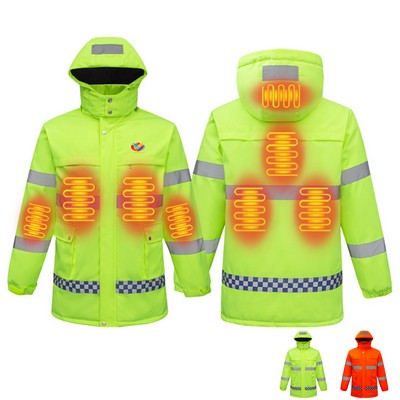 USB Heated Hooded Jacket - 8 Heating Zones