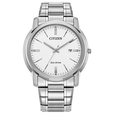 Citizen Watch® Men's Corporate Exclusive Eco-Drive Silver-tone Bracelet Watch, White dial