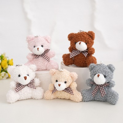 Full Stock Cotton Soft Bow Tie Bear Keychain