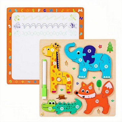 3D Wooden Double Sided Puzzle Board for Toddlers Ages 3 to 6 DIY Learning Toy