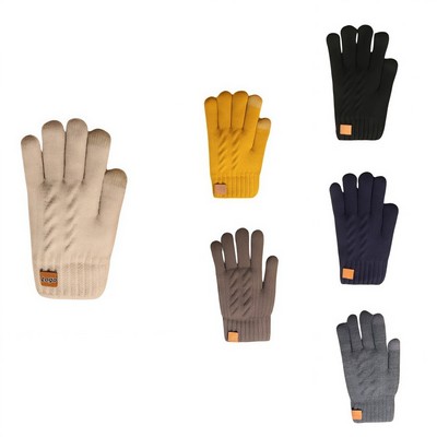 Women's Double Layer Acrylic Touchscreen Gloves for Winter Cycling and Outdoor Use