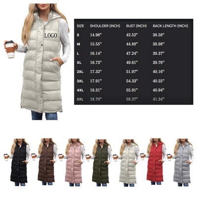 Womens Hooded Sleeveless Cotton Vest (S-5XL)