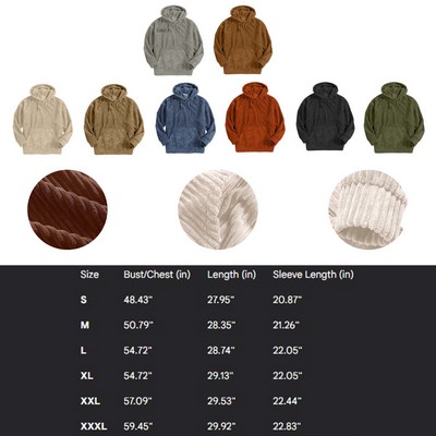 Corduroy Hooded Long Sleeve Shirt (S-3XL)