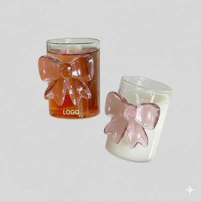 Pink Bow Tie Princess Glass Mug Handle Juice Cup Valentine Gift Aesthetic