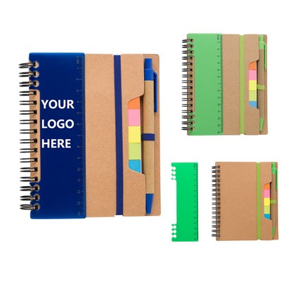 Spiral Notebook With Sticky Pen And Ruler