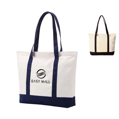 Open Top Heavy Duty Deluxe Tote Bag w/ Outer Pocket