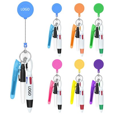 Ballpoint Pen Clip Highlighter Marker Set