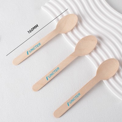 6.3" L Eco-Friendly Wooden Spoons Disposable Utensils for Party