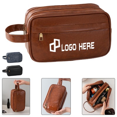 Men/Women Handle Travel Toiletry Pu Bag