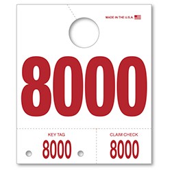 8000-8999 White Service Dispatch Number Tag