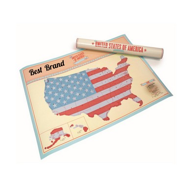 USA Scratch-Off Travel Map Poster in Tube