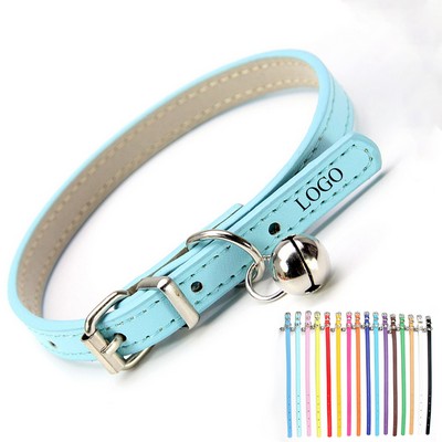 PU Leather Dog Collar with Bell
