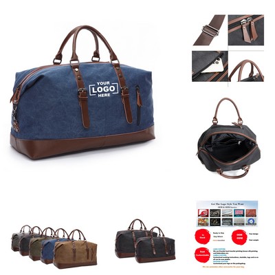 Vintage Style Heavy Duty Canvas Luggage Bag - Unisex Overnight Carry-On