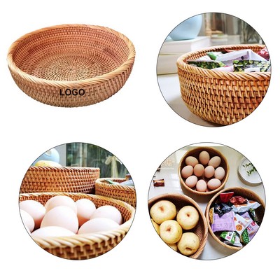 10.2" Round Rattan Fruit Basket