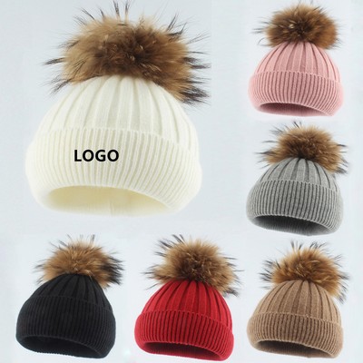 Children Winter Woolen Beanie Hat With POM