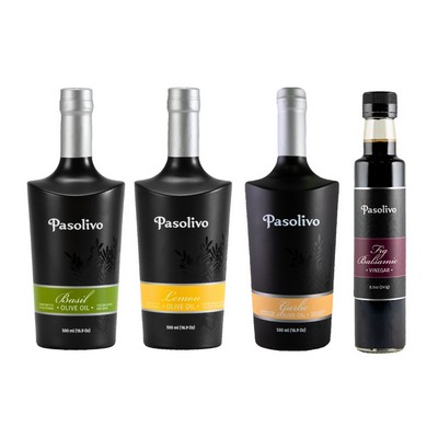 Basil Olive Oil, Lemon Olive Oil, Garlic Olive Oil & Fig Balsamic