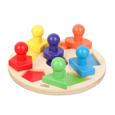 Montessori Wooden Geometric Shape Sorter Disc Early Childhood Educational Matching Toy Natural