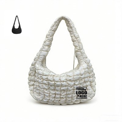Plush Quilted Puffy Shoulder Tote