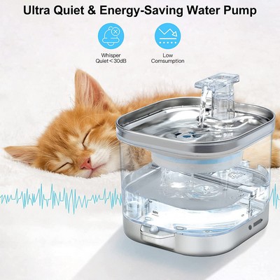 68 oz Pet Wireless Stainless Steel Water Fountain w/ Infrared Sensor