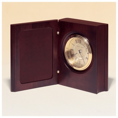 Hand Rubbed Mahogany Finish Book Clock w/ Spun Dial - CLK60