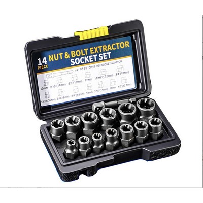 14-Piece Damaged Bolt & Nut Remover Set Professional Lug Nut Extractor Kit Impact-Ready Broken