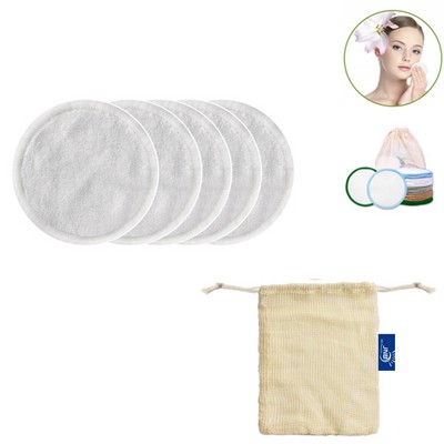 5 Packs Reusable Make-up Pads with Cotton Bag for Storage