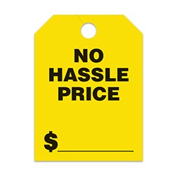 Jumbo Style NO HASSLE PRICE Mirror Hang Tag