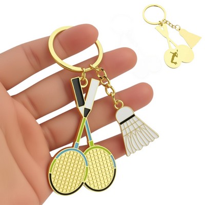 Metal Badminton Keychain