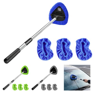 Extendable Car Windshield Cleaner with 4 Microfiber Pads for Home & Auto Window